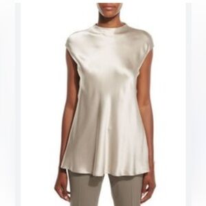 Lafayette 148 New York Satin Cap Sleeve Blouse - Taupe